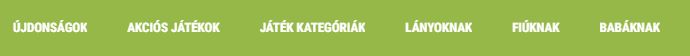 kategória menü játék rendelésnél